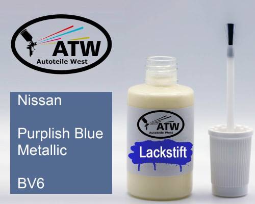 Nissan, Purplish Blue Metallic, BV6: 20ml Lackstift, von ATW Autoteile West.